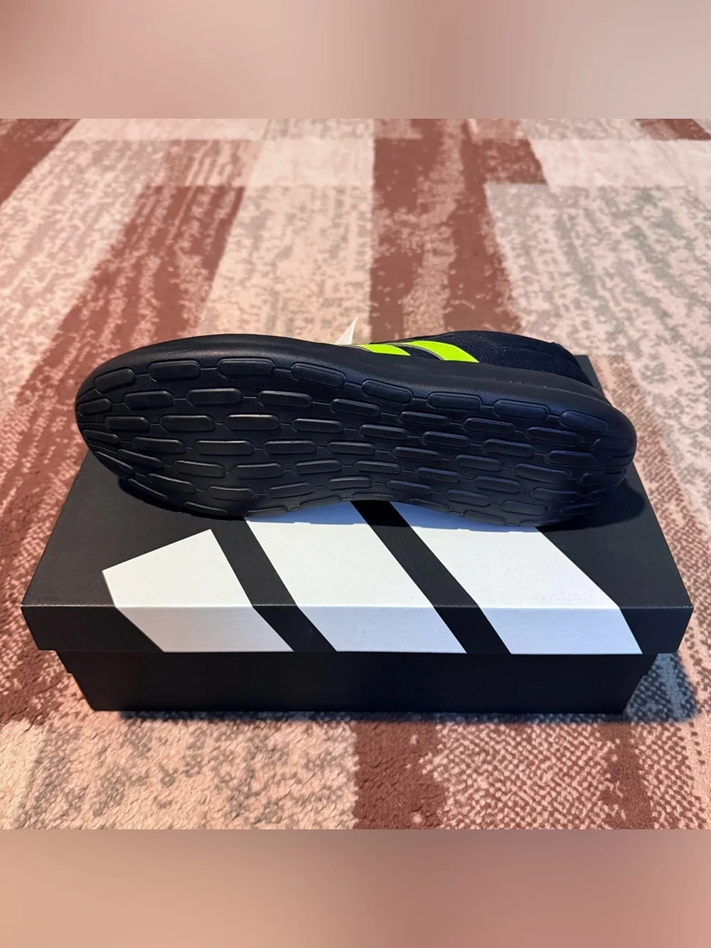 adidas Men's Lite Racer 4.0 Black Running Shoes with Neon Green Stripes